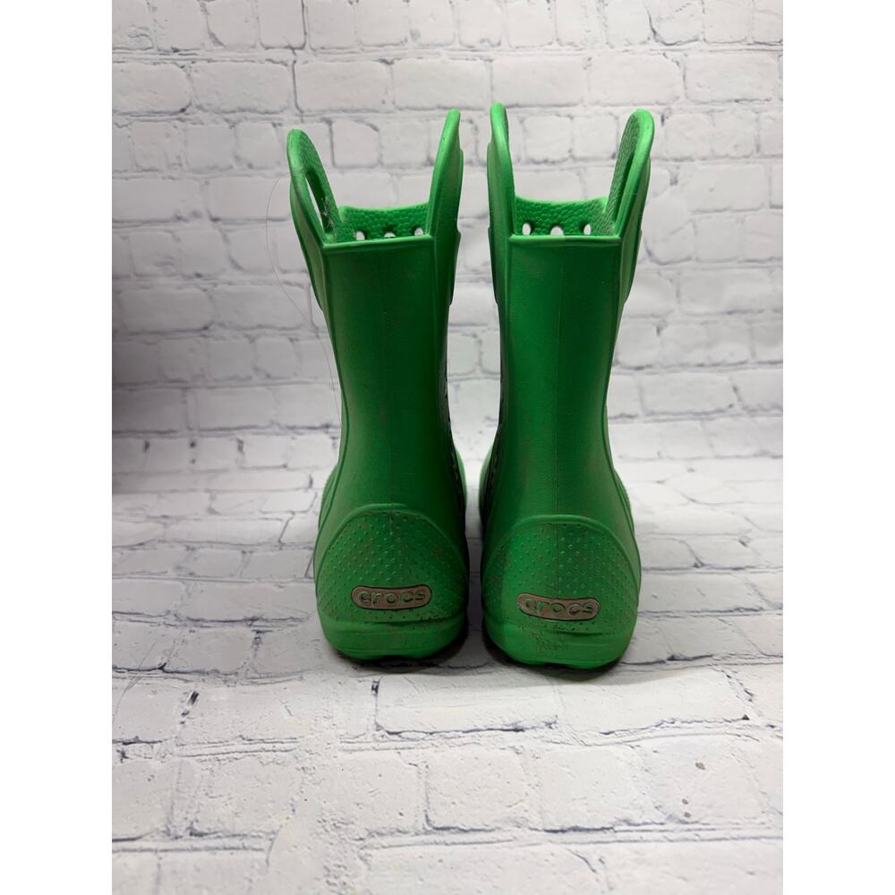 Kids Crocs Handle It Rain Boots Green with Pull Handles Size 13 - Picture 2 of 4